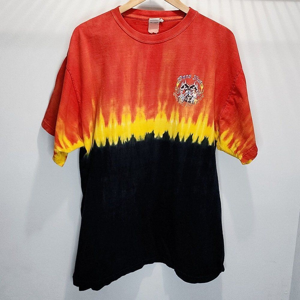 Panama City Bike Week 2007 Vintage Motorcycle Shirt Red Black‎ Tie Dye Size 2XL